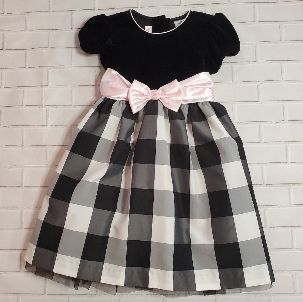 Formal girls velour and plaid dress size 6